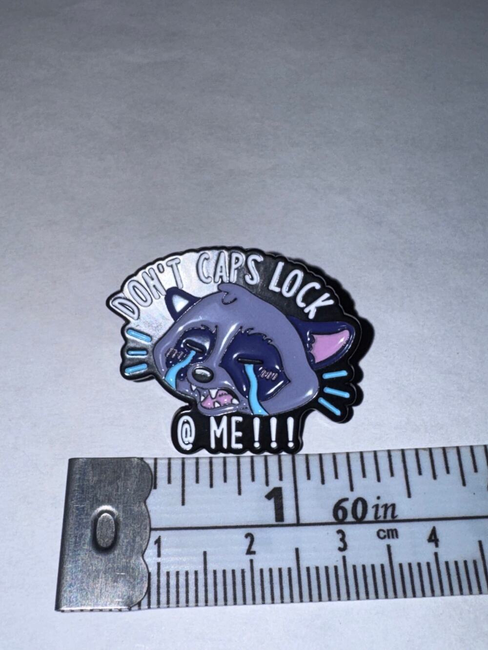 Raccoon Don’t CAPS lock at me Pin Brooch